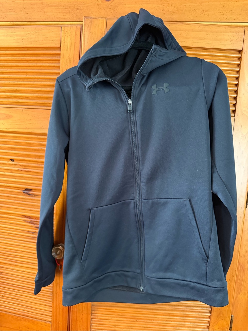 Under Armour Youth XL Full-Zip Fleece Hoodie Jacket Black Loose Fit